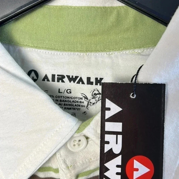 NWT, retro AIRWALK striped men polo shirt,2 tone,cosplay,ASO Big Bang, 70’s, - Picture 5 of 15